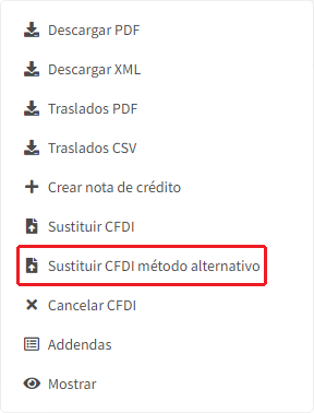Sustituir método alternativo