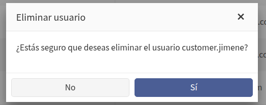 Confirmación para eliminar un usuario