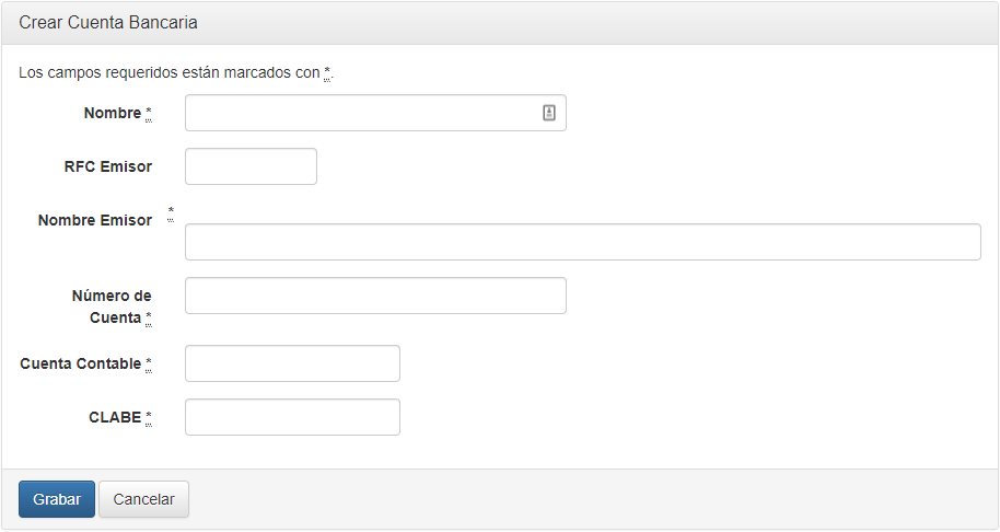 Crear cuenta bancaria