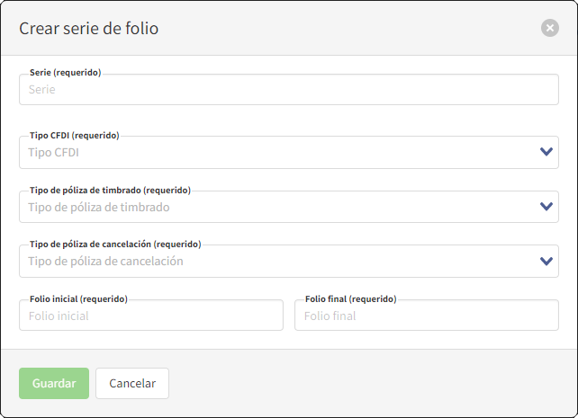Crear serie de folios