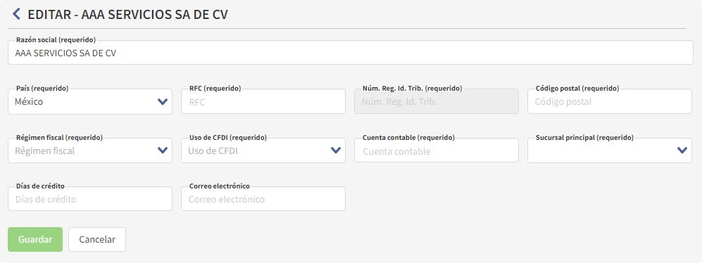 Acción editar cliente