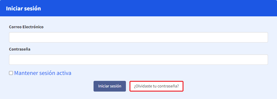 Botón recuperar contraseña